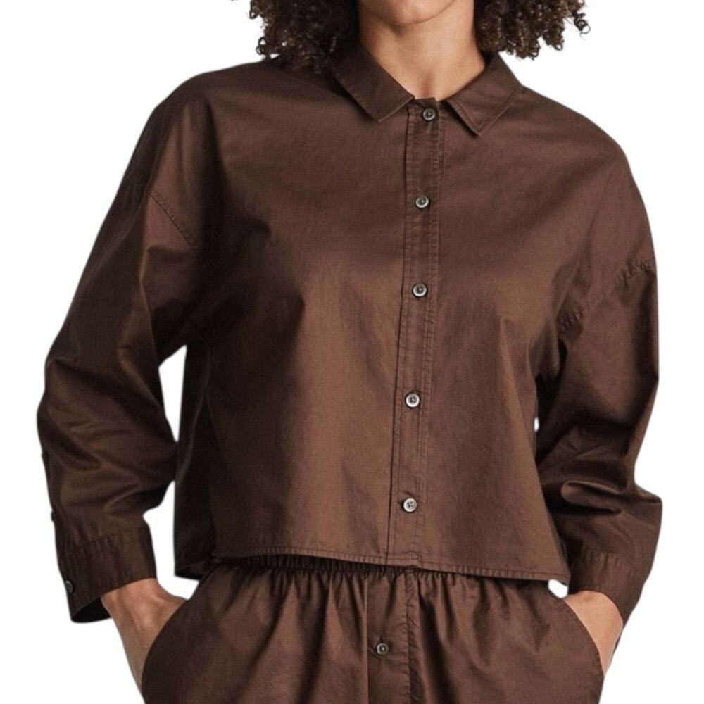 Everlane The Woven PJ Top Chestnut Brown Button Down Shirt Women’s XS NWT Cotton